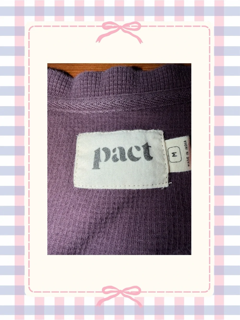 PACT Long Sleeve Purple Ribbed Tee - Picture 3 of 5